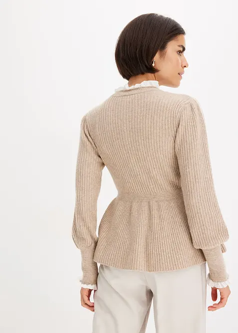 Feminin tröja med blusinfällning, bonprix