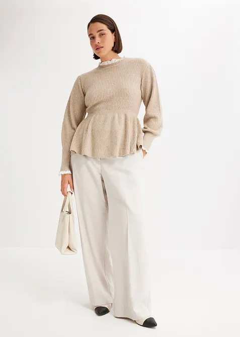 Feminin tröja med blusinfällning, bonprix