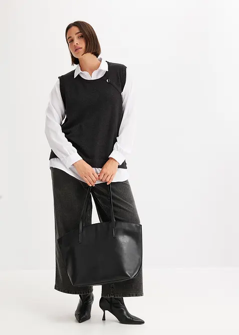 Tröja med blusinfällning, bonprix