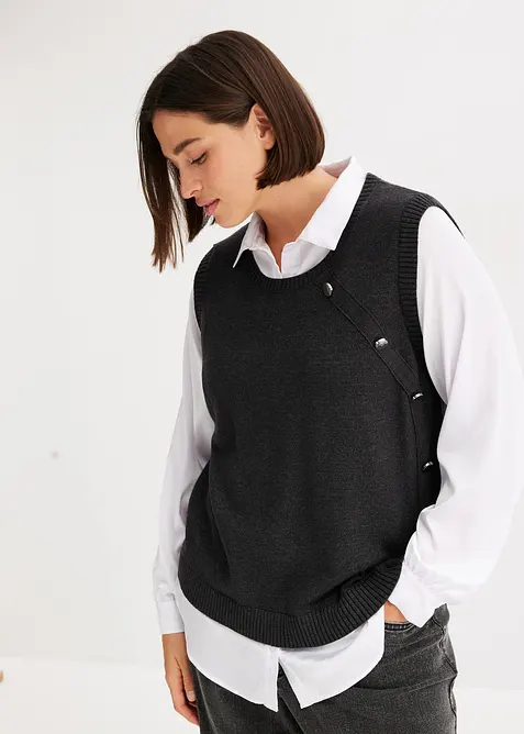 Tröja med blusinfällning, bonprix