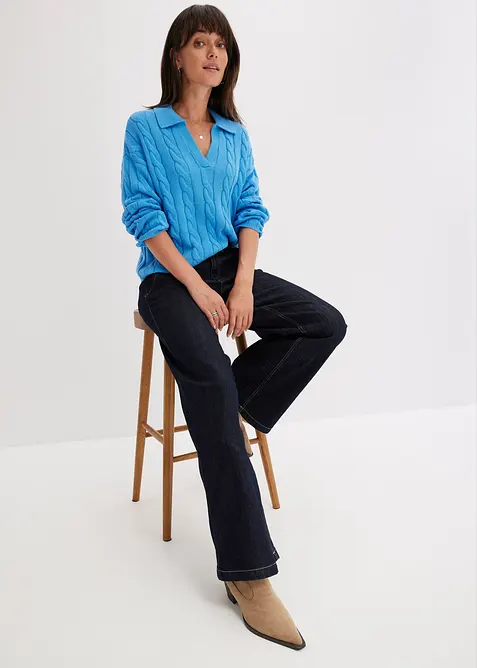 Oversizetröja i mjuk bomull och kashmir, bonprix