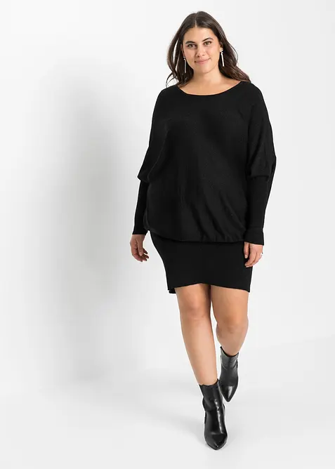 Stickad klänning i mjuk viskosmix, bonprix