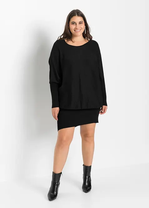 Stickad klänning i mjuk viskosmix, bonprix