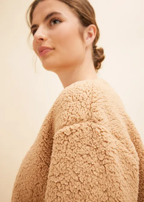 Fleecepyjamas med broderi, bonprix