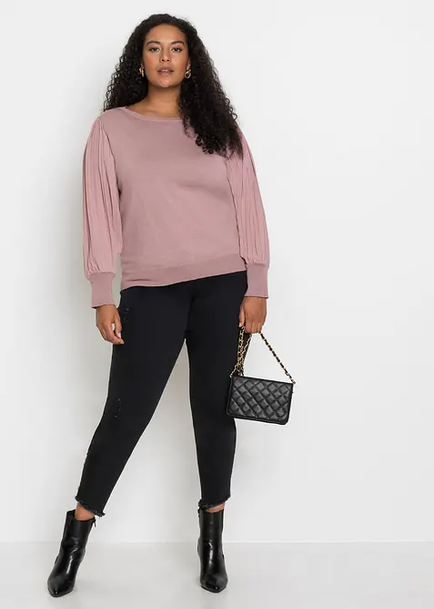 Finstickad tr&ouml;ja av viskosmix med mjukt fall, bonprix