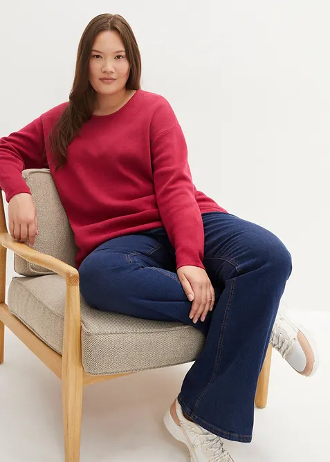 Milanostickad tröja med rund halsringning, bonprix