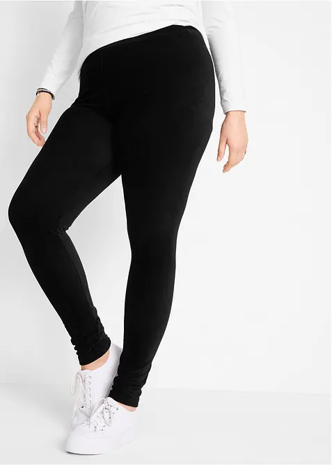 Leggings i smalspårig manchester med bred bekväm linning, bonprix