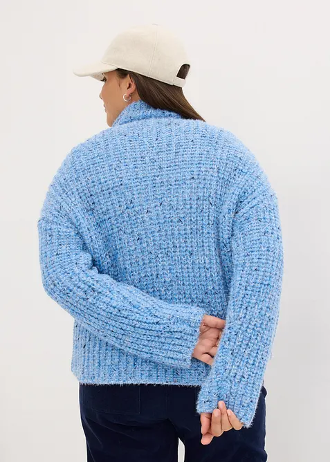 Tröja med krage, dragkedja och överskurna axlar, bonprix