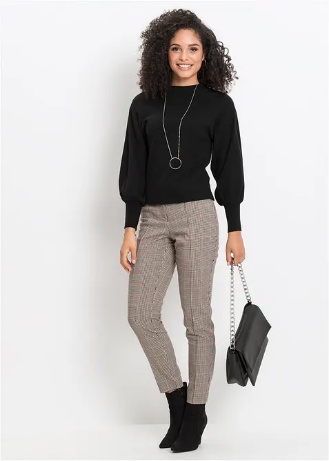 Stickad tr&ouml;ja med ballong&auml;rmar, bonprix