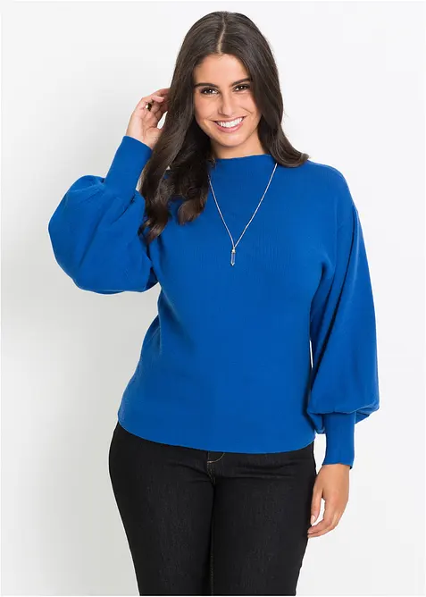 Stickad tr&ouml;ja med ballong&auml;rmar, bonprix