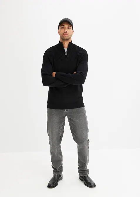 Tröja med  krage med dragkedja, av mjuk bomullsmix, bonprix