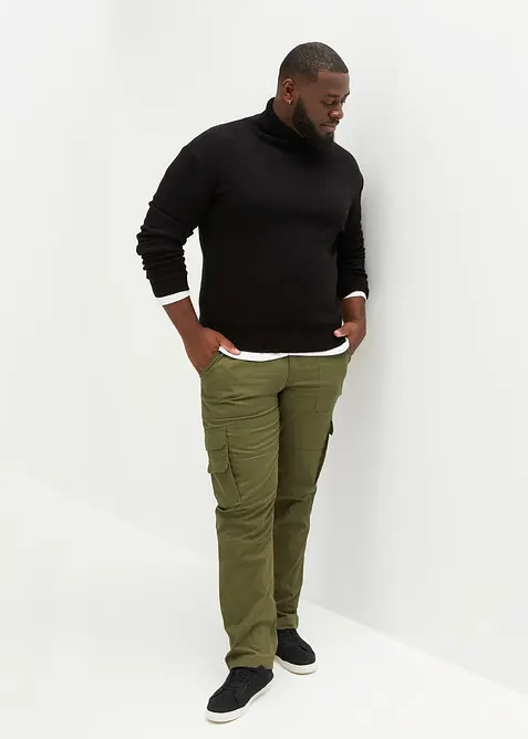 Polotröja med ribbade muddar, bonprix