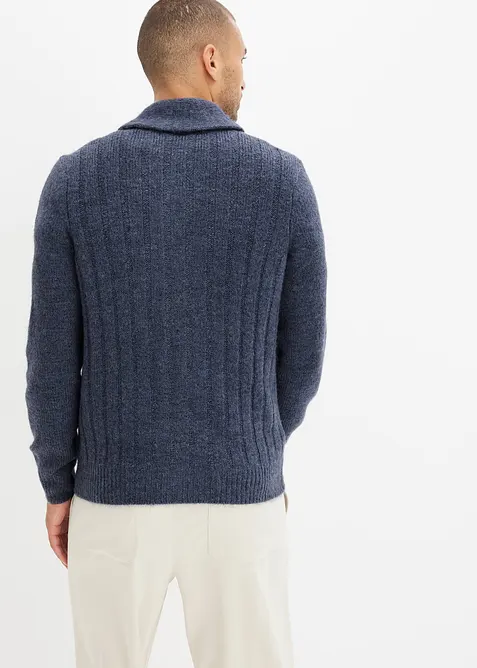 Cardigan med ribbstickat mösnter, bonprix