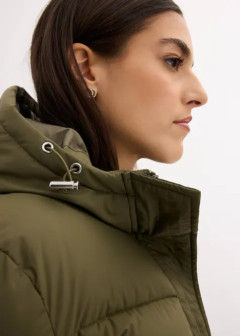 Lång täckkappa med huva, bonprix