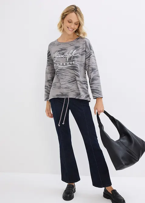 Långärmad topp av bomullsmix, bonprix