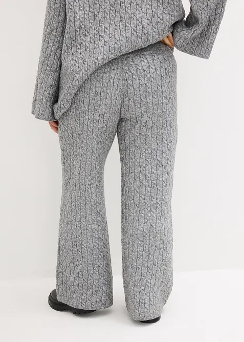 Stickad byxa med fl&auml;tstickning, bonprix