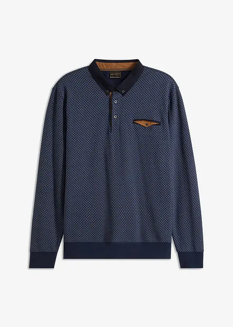 Sweatshirt med pikékrage i ekologisk bomull, bonprix