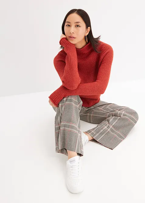 Stickad tröja med ståkrage, bonprix