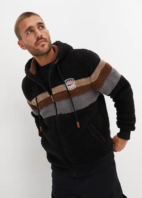 Teddyfleecejacka med huva, bonprix