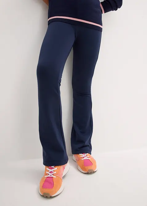 Flared jerseybyxa med ruggad insida, bonprix