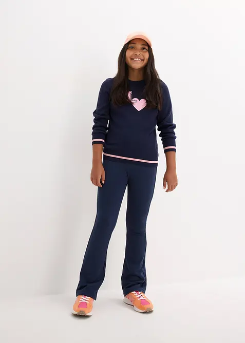 Flared jerseybyxa med ruggad insida, bonprix