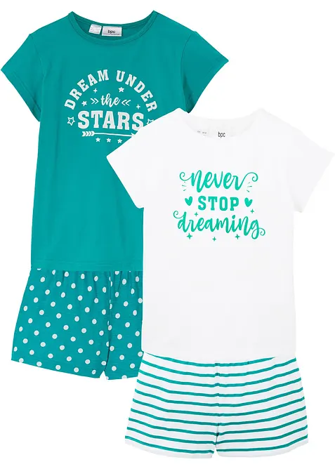 Pyjamas med shorts och korta ärmar (4 delar), bonprix