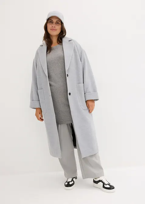 L&aring;ng finstickad tr&ouml;ja med sidosprund och viskosandel, bonprix