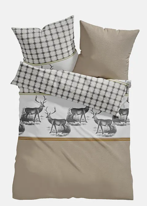 P&aring;slakanset i flanell med hjortar, bonprix