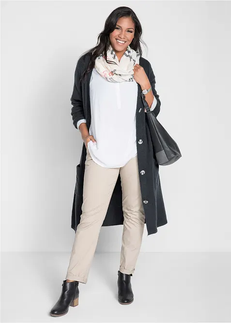 Lång cardigan med påsydda fickor, bonprix