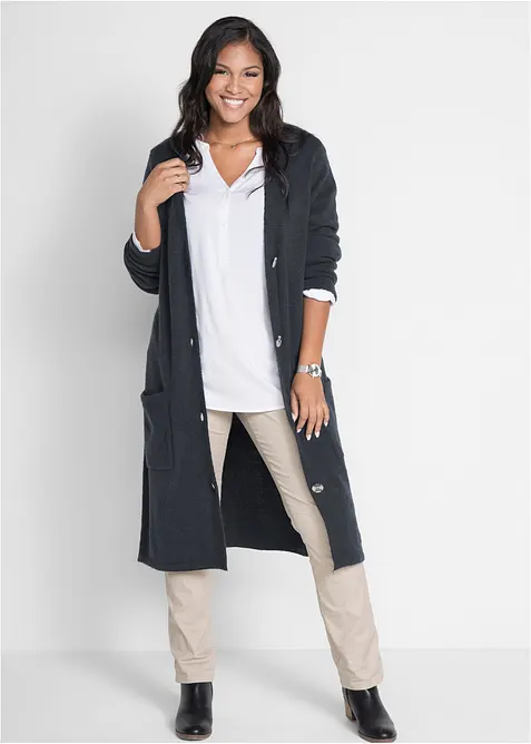 Lång cardigan med påsydda fickor, bonprix