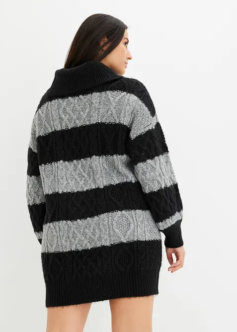 Stickad klänning med ränder, bonprix