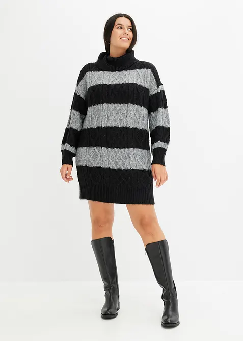 Stickad klänning med ränder, bonprix