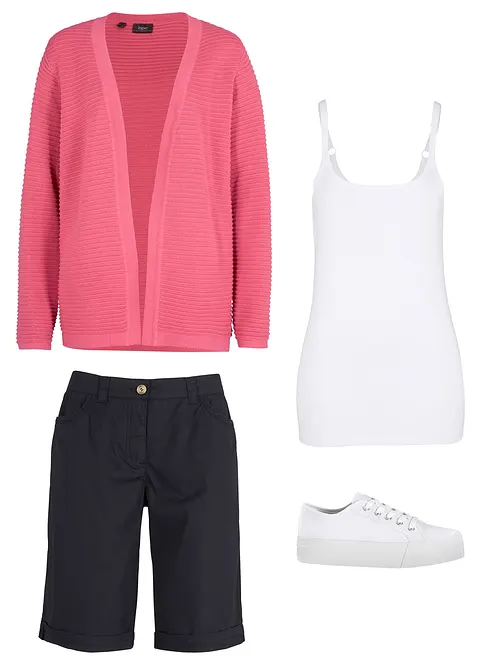 Papertouch-bermudas med bomull och bekväm midja, bonprix