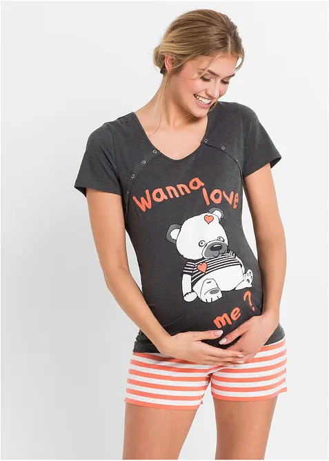 Amningspyjamas med shorts och ekologisk bomull, bonprix