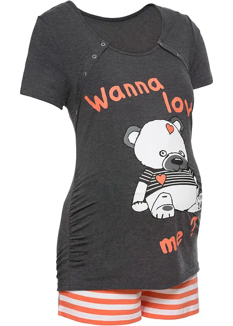 Amningspyjamas med shorts och ekologisk bomull, bonprix