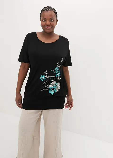 Topp med båtringning och halvlång ärm, bonprix