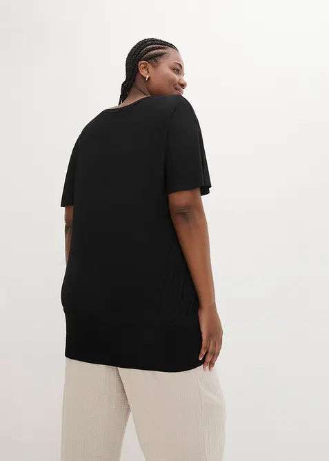 Topp med båtringning och halvlång ärm, bonprix