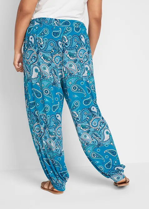 Mönstrad haremsbyxa i jersey av följsam viskos, bonprix