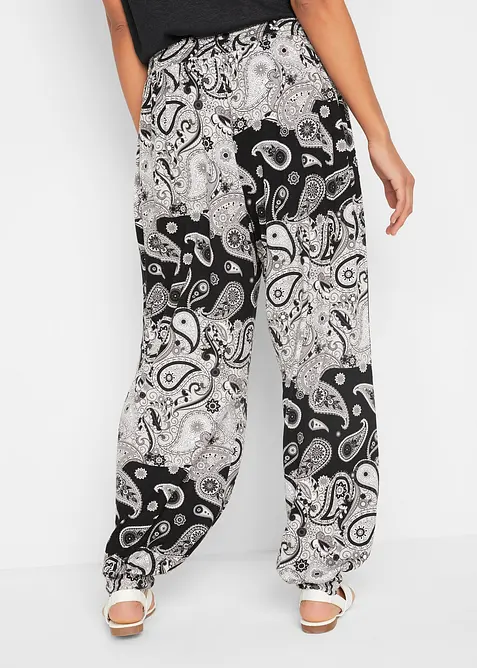 Mönstrad haremsbyxa i jersey av följsam viskos, bonprix