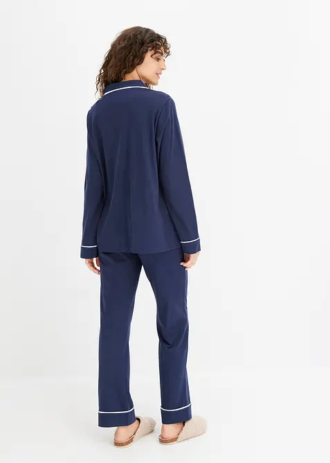 Pyjamas i mjuk bomull med fickor, bonprix