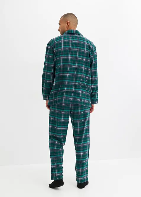 Flanellpyjamas med knappslå och långa ärmar, bonprix