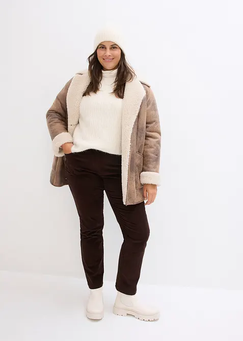 Stretchig manchesterbyxa, raka ben, bonprix