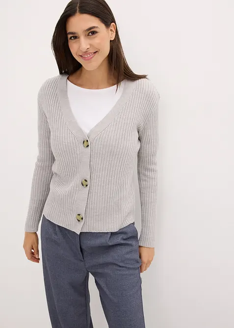Ribbstickad cardigan, bonprix