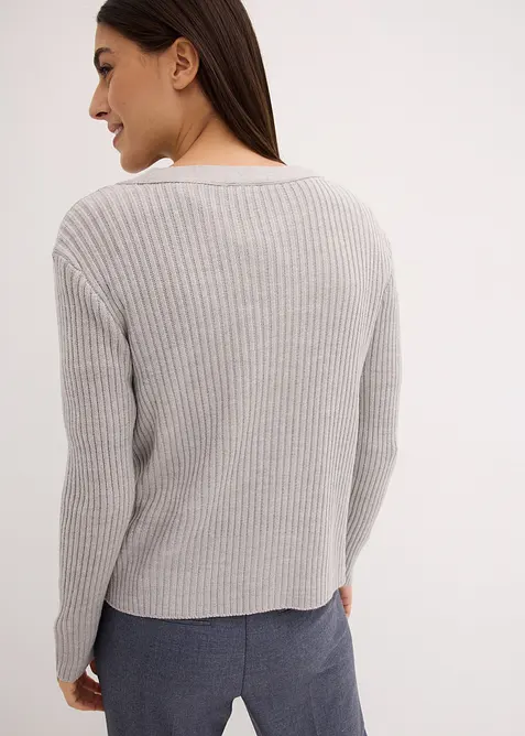 Ribbstickad cardigan, bonprix