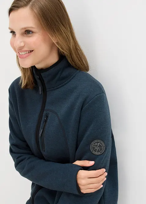 Jacka av stickad fleece med teddyfoder, bonprix