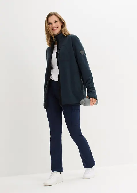 Jacka av stickad fleece med teddyfoder, bonprix