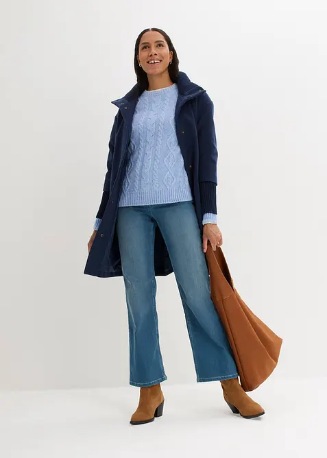 Tröja med flätstickning, bonprix