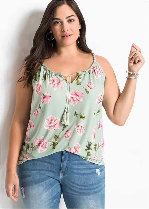 Mönstrad trikåtopp, bonprix