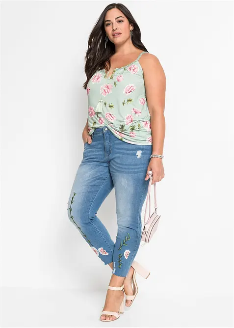 Mönstrad trikåtopp, bonprix