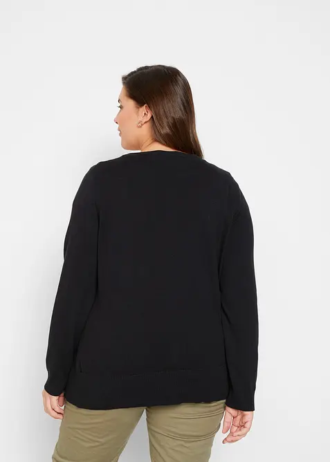 Finstickad cardigan med knappsl&aring;, bonprix
